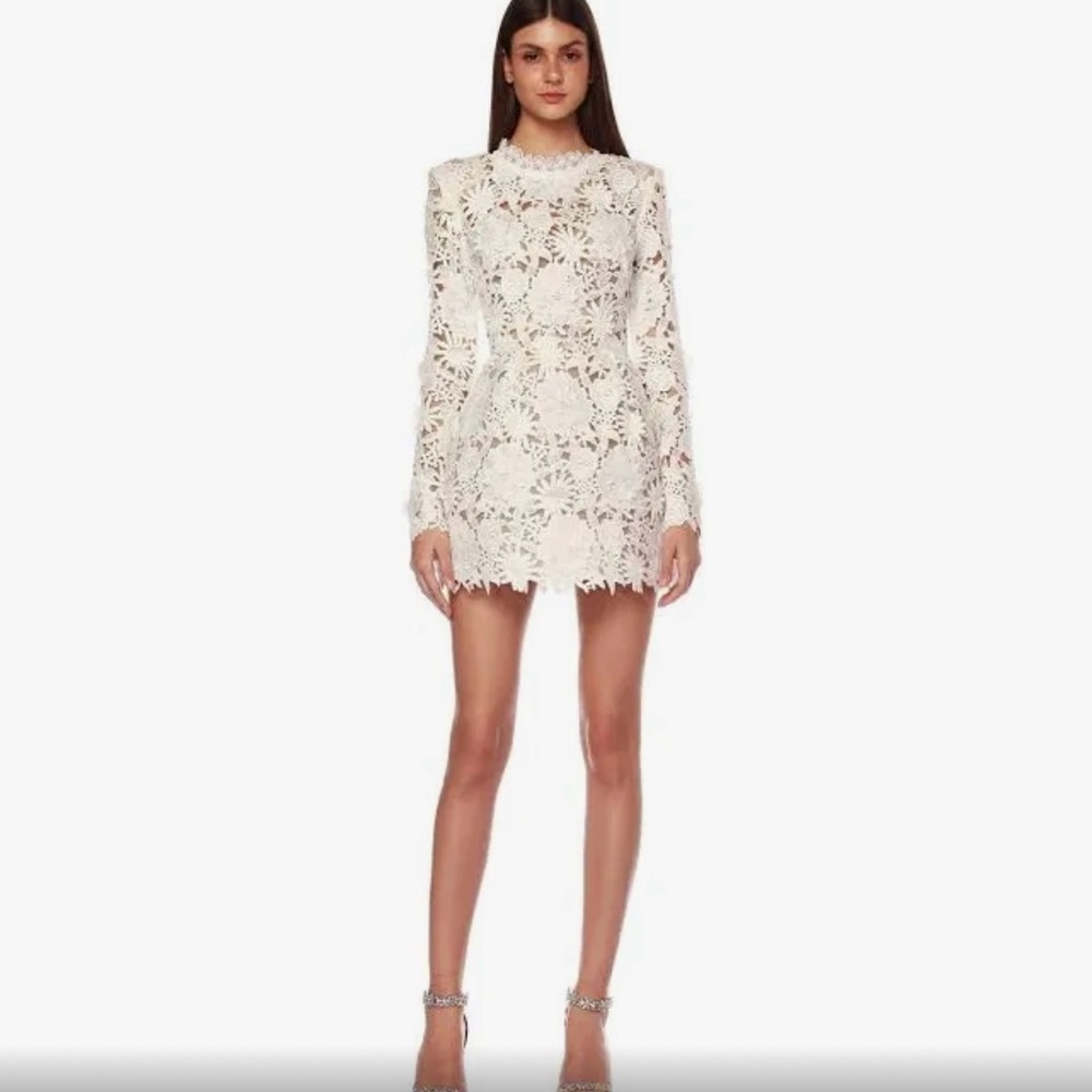 Bronx and Banco Ivory Floral Lace Mini Dress